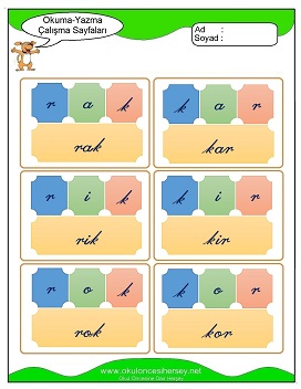 k sesi Hece Kartları